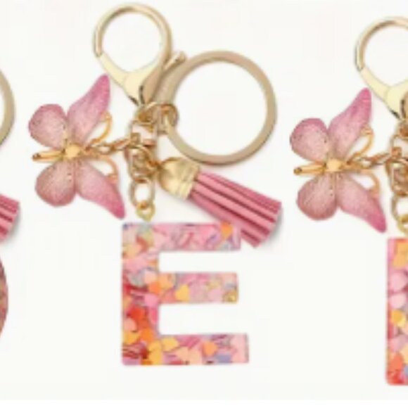 New Pink & Colorful Confetti Letter Keychains - Picture 15 of 15